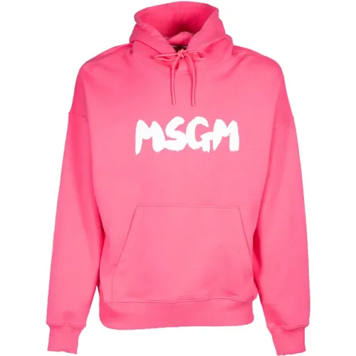 Hoodies, male, , Size: S Fuchsia Brush Hoodie - Msgm - Modalova