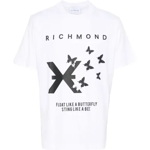 Butterfly Print Crew Neck T-shirt - John Richmond - Modalova