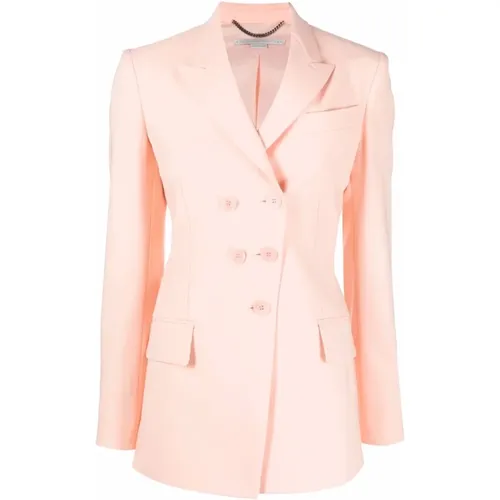 Blazers, female, , Size: 3XS Double-Breasted Peach Pink Blazer - Stella Mccartney - Modalova