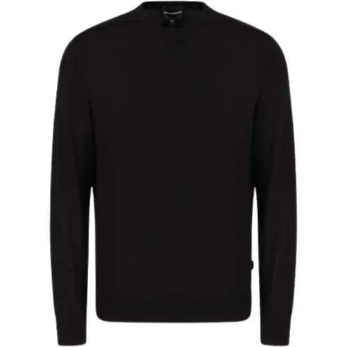 Slim Fit Wool Sweater with Round Neck , male, Sizes: L - Emporio Armani - Modalova