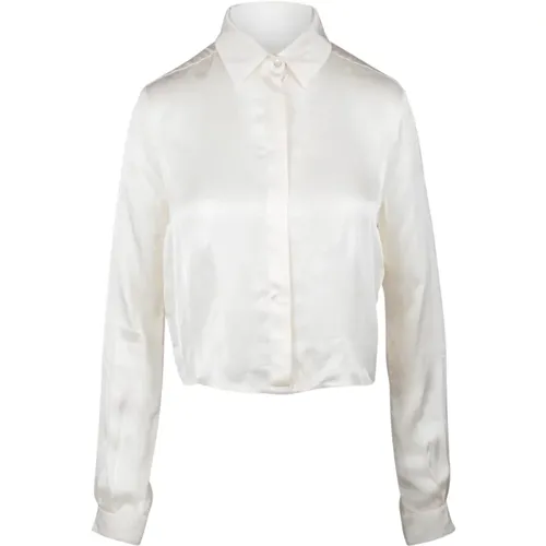 Silk Crop Shirt with Pointed Collar , female, Sizes: M, S - Alessia Santi - Modalova