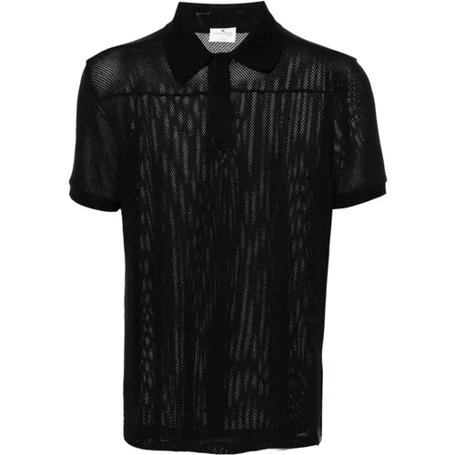 Schwarzes Mesh Design Polo Shirt - Courrèges - Modalova