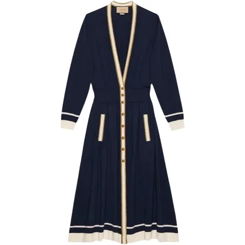 Wool midi dress , female, Sizes: M, L - Gucci - Modalova