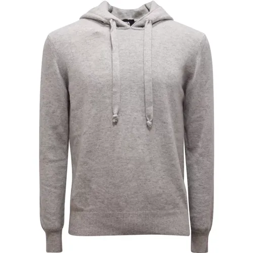 Hoodies, male, , Size: M Cashmere Hooded Sweater Light Grey - Alpha Studio - Modalova