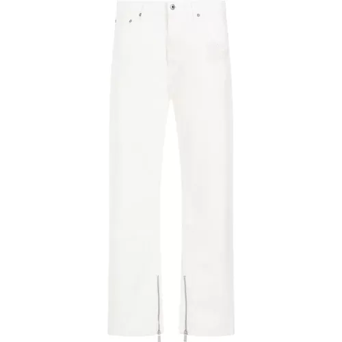 Off , Weiße Baumwoll-Logo-Skate-Raw-Jeans , Herren, Größe: W33 - Off White - Modalova