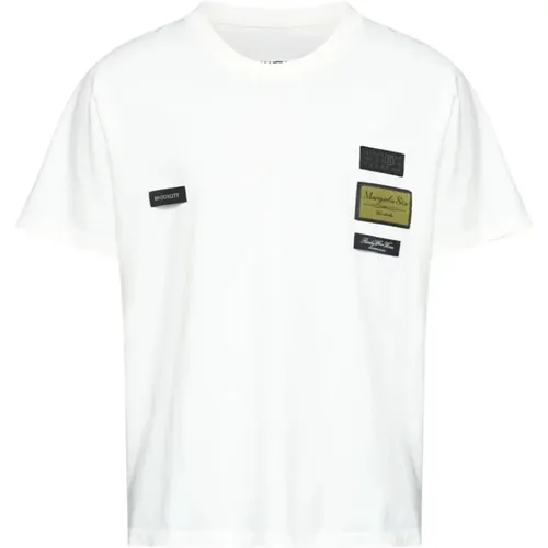 T-Shirts, male, , Size: XL Round Neck Patches Short Sleeve T-shirt - MM6 Maison Margiela - Modalova