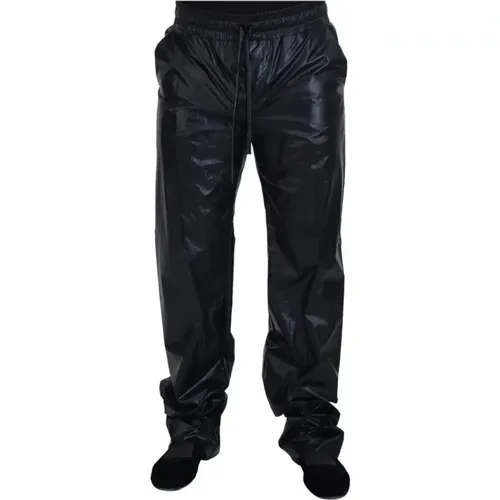 Straight Trousers, male, , Size: M Nylon Pants with Logo Details - Dolce & Gabbana - Modalova