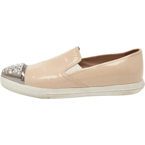 Pre-owned Flats, female, , Size: 9 US Pre-owned Leather sneakers - Miu Miu Pre-owned - Modalova