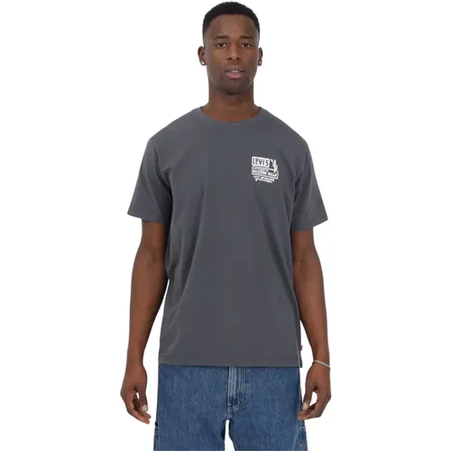 Levi's , Grey Western Logo T-shirt , male, Sizes: S, L, M, XL - Levis - Modalova