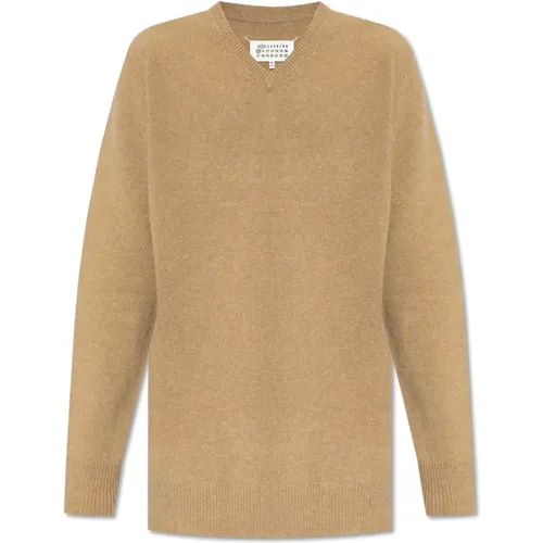 V-neck Knitwear, male, , Size: L Wool sweater - Maison Margiela - Modalova