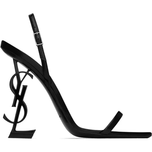 Schwarze Opyum-Ledersandalen - Saint Laurent - Modalova