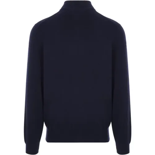 Navy Cashmere Zip Sweater , male, Sizes: L, M, XL, 2XL - BRUNELLO CUCINELLI - Modalova