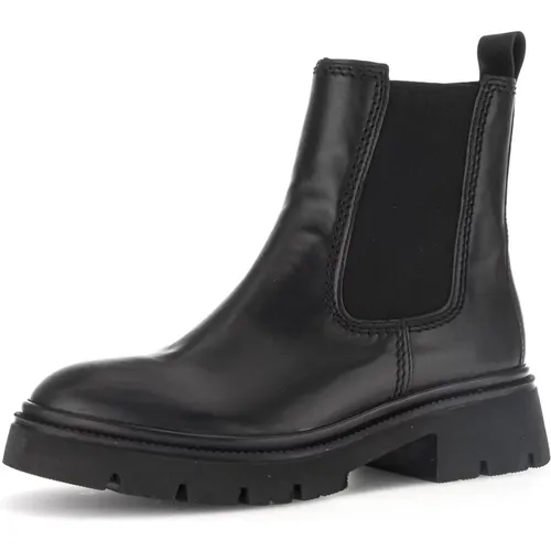 Schwarze Leder Chelsea Boots , Damen, Größe: 37 EU - Gabor - Modalova