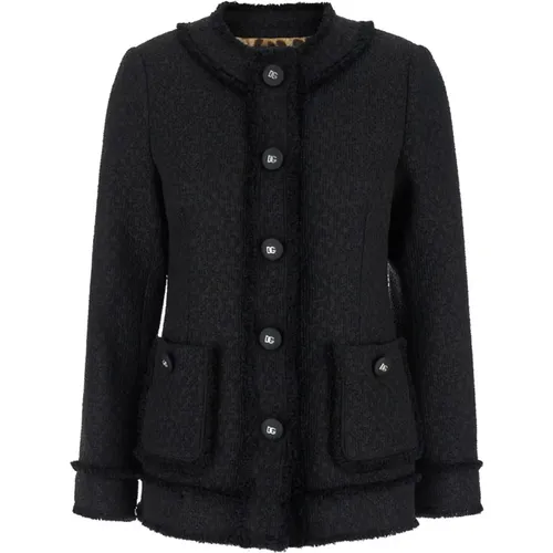 Schwarze Tweedjacke,Stilvolle Jacke mit Einzigartigem Design - Dolce & Gabbana - Modalova