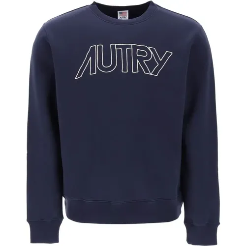 Sweatshirts, male, , Size: S Logo Embroidered Crew Neck Sweatshirt - Autry - Modalova