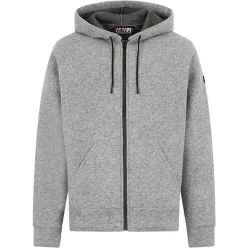 Zip-throughs, male, , Size: S Men's Grey Melange Technical Fabric Sweatshirt - MC2 Saint Barth - Modalova