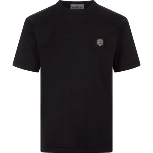 Schwarzes Baumwoll-Jersey Slim Fit T-Shirt , Herren, Größe: 2XL - Stone Island - Modalova