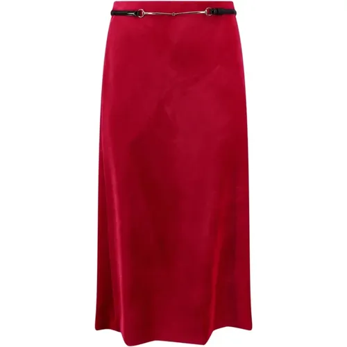 Silk Blend Skirt with Removable Belt , female, Sizes: S - Gucci - Modalova