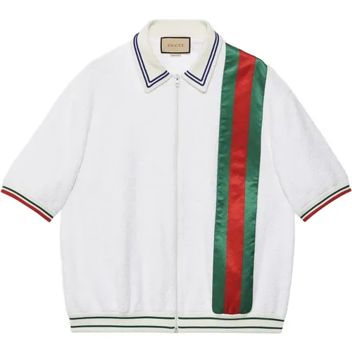 Polo Shirts, male, , Size: M Web Detail Terry Cloth Polo - Gucci - Modalova