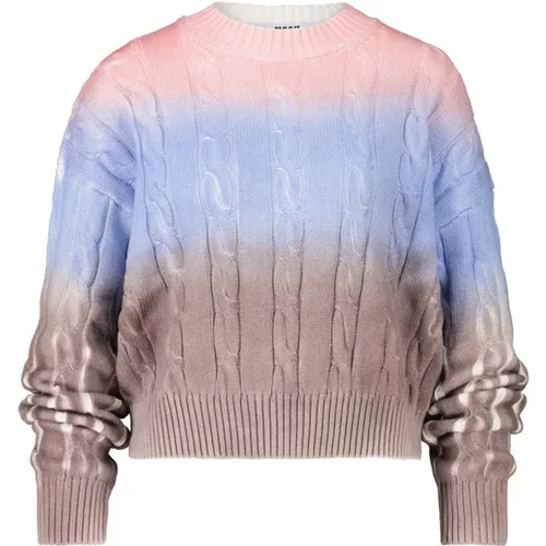 Zopfstrick-Sweater mit Dipdye-Effekt , Damen, Größe: S - Msgm - Modalova