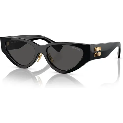 Schwarze/Dunkelgraue Sonnenbrille , Damen, Größe: 54 MM - Miu Miu - Modalova