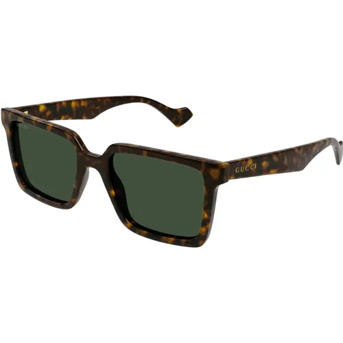 Havana/Green Sunglasses , male, Sizes: 55 MM - Gucci - Modalova