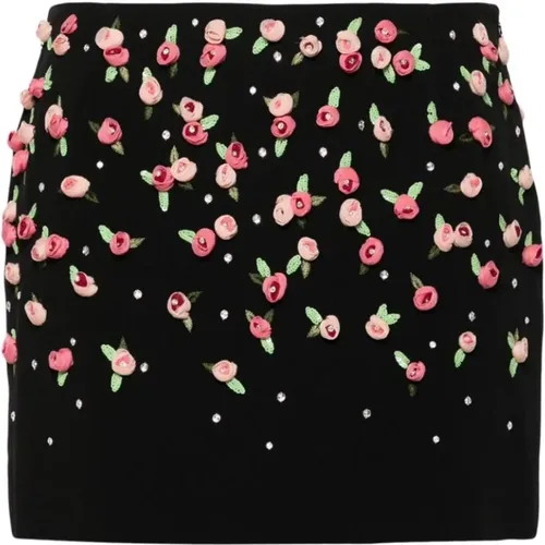 Short Skirts, female, , Size: XS Floral Appliqué Skirt - Blumarine - Modalova