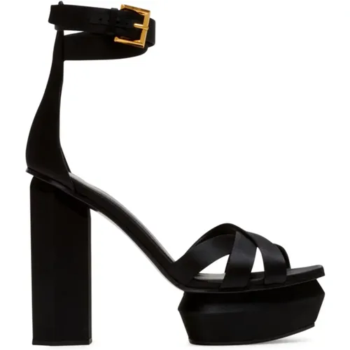 Ava satin platform sandals , female, Sizes: 8 UK, 6 UK, 3 UK, 7 UK, 5 UK - Balmain - Modalova