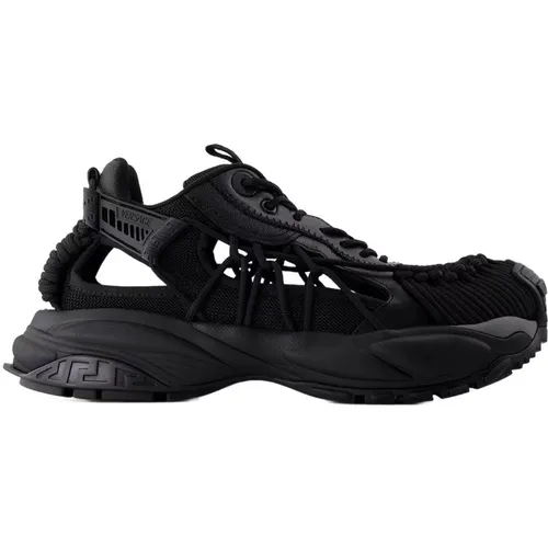 Flat Sandals, male, , Size: 10 US Leather Sneakers - Top Laces - Versace - Modalova