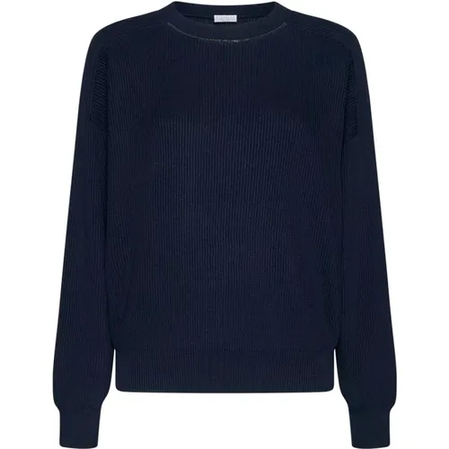 Sweater with Beaded Trim , female, Sizes: M - BRUNELLO CUCINELLI - Modalova