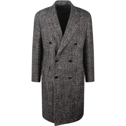 Double-Breasted Coats, male, , Size: M Tweed Coat - Tagliatore - Modalova