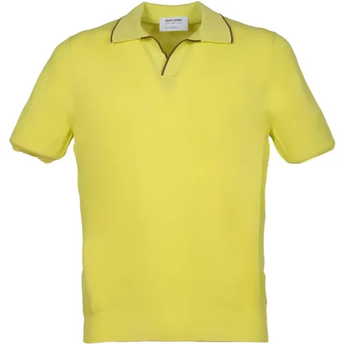 Limettengrünes Tennis-Poloshirt , Herren, Größe: L - Gran Sasso - Modalova
