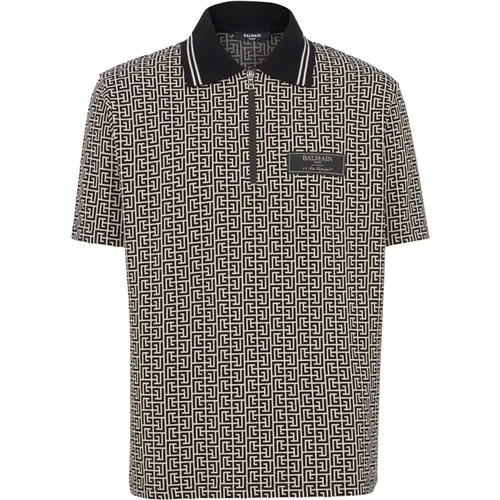 Onogram zip polo shirt , male, Sizes: M, L, S - Balmain - Modalova