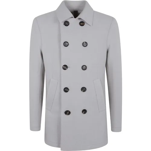 Double-Breasted Coats, male, , Size: XL Elegant Ivory Wool Coat - Eleventy - Modalova