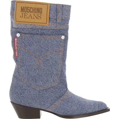 Cowboy Boots, female, , Size: 6 US Denim Texano Boots - Moschino - Modalova