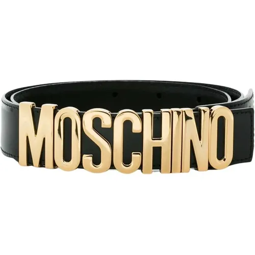 Belts, female, , Size: S Belt In Leather With Logo - Moschino - Modalova