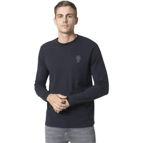 Marineblaues Langarm T-Shirt , Herren, Größe: XL - Karl Lagerfeld - Modalova