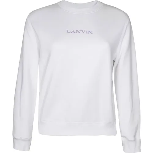 Weiße Baumwoll Sweatshirt Rundhals Lange Ärmel , Damen, Größe: S - Lanvin - Modalova