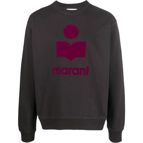 Brown Cotton Sweater with Fuchsia Logo Print , male, Sizes: S, L, M - Isabel marant - Modalova