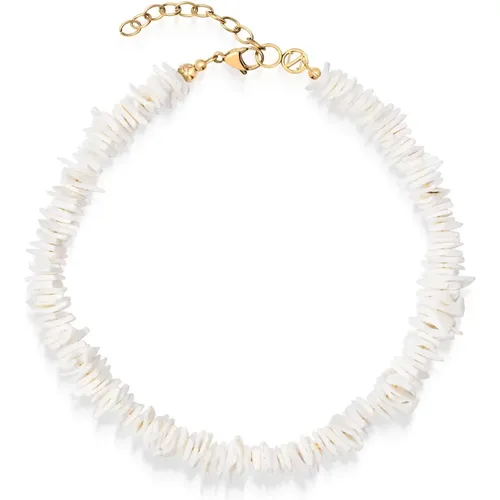 Women's White Puka Shell Necklace , female, Sizes: 3XS/2XS - Nialaya - Modalova