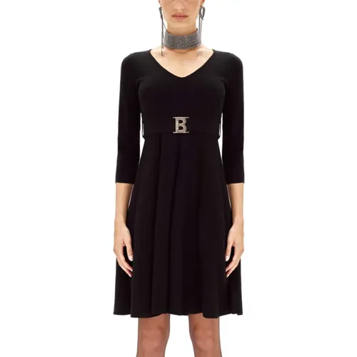 Knitted Dress with Logo Belt , female, Sizes: S, M - Blugirl - Modalova