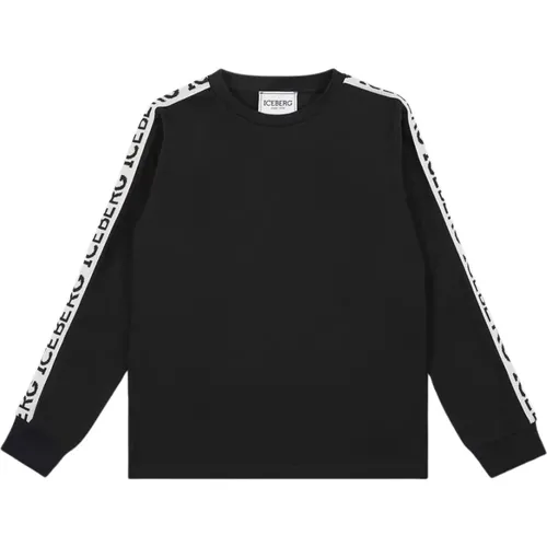 Kids - crewneck sweatshirt with contrasting stripes and logo - Iceberg - Modalova