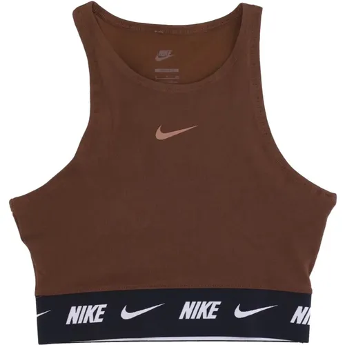 Atmungsaktives Crop Tape Top Kakao , Damen, Größe: S - Nike - Modalova