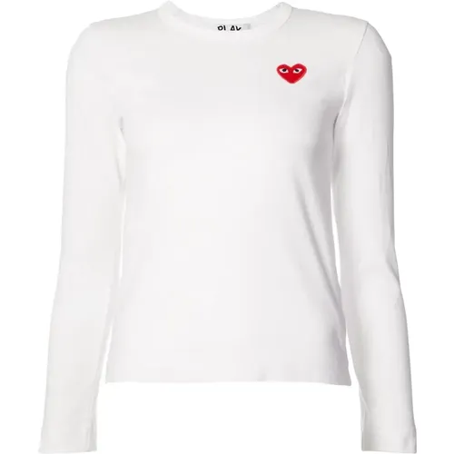 Herz Logo T-Shirt - Weiß/Rot - Comme des Garçons Play - Modalova