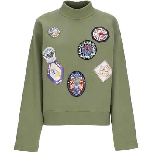 Cotton Sweater with Badges , female, Sizes: M, L - Kenzo - Modalova