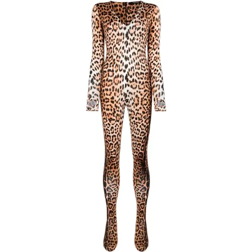 Elegant Jaguar Print Jumpsuit , female, Sizes: M - Roberto Cavalli - Modalova