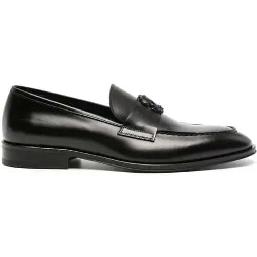 Schwarze Leder-Casual-Loafers , Herren, Größe: 41 EU - Roberto Cavalli - Modalova