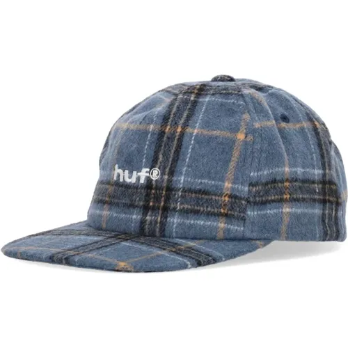 Caps, male, , Size: ONE SIZE Plaid Flannel A-Frame Cap Navy - HUF - Modalova