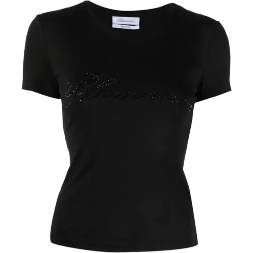 Logo-verziertes Baumwoll-T-Shirt , Damen, Größe: M - Blumarine - Modalova