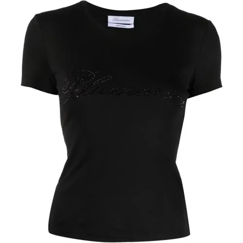 Logo-verziertes Baumwoll-T-Shirt , Damen, Größe: S - Blumarine - Modalova